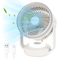 Ultraleiser Ventilator, tragbarer Tischventilator, 5400 mAh Luftzirkulationsventilator für den Schreibtisch mit 4 Geschwindigkeiten und einstellbarer von SJQKA