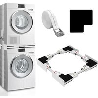 Universelle Waschmaschinen-/Trocknerhalterung mit weißem Ratschenkabel, 46-66 cm [Energieklasse D] von SJQKA