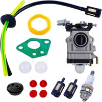 Vergaser-Kit für 52cc, 49cc, 43cc Rasenmäher mit Dichtung, Schlauch, Zündkerze und Kraftstofffilter (14-teilig) von SJQKA