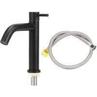 Sjqka - Wasserhahn, Edelstahl, für Badezimmer, Waschbecken, Wasserhahn, einzelner Kaltwasserhahn mit Schlauch Sjqka - Wasserhahn, Edelstahl, für Badezimmer, Waschbecken, Wasserhahn, einzelner Kaltwasserhahn mit Schlauch von SJQKA