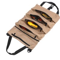 Werkzeugtasche mit Rollen, Werkzeugtasche aus Canvas für Schlüssel, Mehrzweck-Rolltasche mit 5 Reißverschlusstaschen, ideal für Klempner und von SJQKA