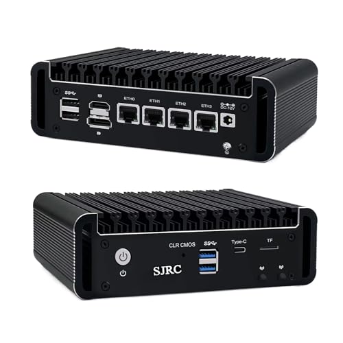 SJRC Fanless Mini PC 4X i226-V 2.5GbE LAN, N5105 Desktop Firewall Appliance with Win 11 Pro, OPNsense Micro PC, Triple 4K HD/DP/USB C, DDR4 8GB RAM, 512GB SSD, AES-NI, TF Slot SJRC Fanless Mini PC 4X i226-V 2.5GbE LAN, N5105 Desktop Firewall Appliance with Win 11 Pro, OPNsense Micro PC, Triple 4K HD/DP/USB C, DDR4 8GB RAM, 512GB SSD, AES-NI, TF Slot von SJRC