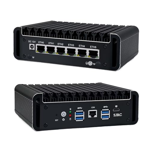 SJRC Fanless Mini PC Core i5-1135G7, 6x2.5GbE LAN Firewall Hardware OPNsense, 32GB RAM, 1TB SSD, Office Network Security Appliance HD 2.0, 4X USB 3.0, RJ45 Console, Win 11 Pro von SJRC