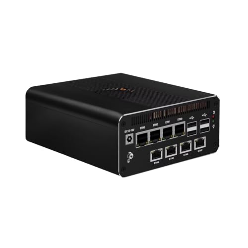 SJRC Firewall Mini PC Gaming Core Ultra 7 155H((16C/22T, up to 4.8GHz), DDR5 8GB RAM 256GB SSD, 8 x i226V 2.5GbE LAN, 2 x USB 3.2 Gen2, 6 x USB2.0, HD+DP+Type-C 40Gbps, Win/Linux Support von SJRC