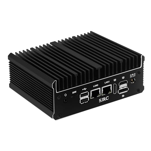 SJRC J6412 Mini PC Fanless, 2X i226V 2.5G LAN Micro Firewall Appliance 2X RS232/RS485 COM, Industrial Mini Computer Office, Win 11 Pro, Triple 4K Display, 32GB RAM 2TB SSD, USB C von SJRC