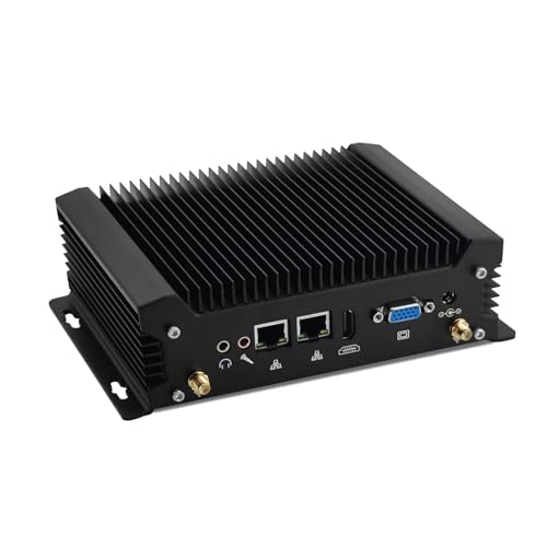 SJRC Lüfterlos Mini PC Industriell Core i3-8130U, DDR4 8GB RAM 128GB SSD, 2 RS232 COM, Unterstützung Win/Linux/Opnsense, WiFi/BT, 4xUSB 3.0 4X USB 3.0, 2 x GbE RJ45 Realtek 8111H von SJRC