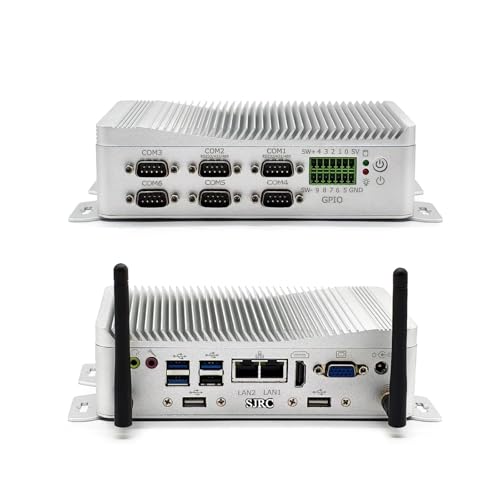 SJRC Lüfterloser Industrie Mini PC with N100, 6 RS-232COM Ports, Firewall Micro Computer, Barebone NO RAM/SSD/System, 2 x 2.5GbE LAN, HD+VGA, 6 USB, GPIO, 7Pin SATA, Win/Linux SJRC Lüfterloser Industrie Mini PC with N100, 6 RS-232COM Ports, Firewall Micro Computer, Barebone NO RAM/SSD/System, 2 x 2.5GbE LAN, HD+VGA, 6 USB, GPIO, 7Pin SATA, Win/Linux von SJRC