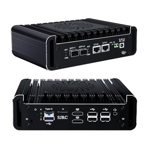 SJRC Micro Firewall Applicance Dual 10Gbe Mini PC 12th Gen Octa Core i3 N305, 2xSFP+ 10Gbps, 2X i226V 2.5GbE LAN, DDR5 32G RAM M.2 NVMe 512G SSD, Support OPNsense, TF, 2xHD, Type-C SJRC Micro Firewall Applicance Dual 10Gbe Mini PC 12th Gen Octa Core i3 N305, 2xSFP+ 10Gbps, 2X i226V 2.5GbE LAN, DDR5 32G RAM M.2 NVMe 512G SSD, Support OPNsense, TF, 2xHD, Type-C von SJRC