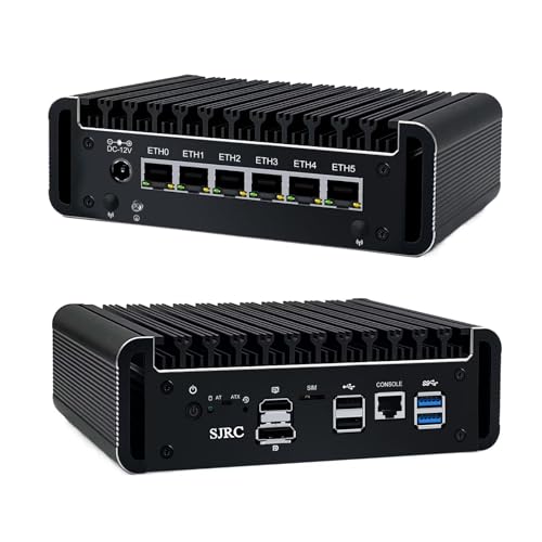 SJRC Micro Firewall Hardware Celeron J6413, Lüfterlos Mini PC 6X i226V 2.5G Support OPNsense, 32GB RAM 1TB SSD, Office Network Appliance Dual 4K Display, HD, DP, SIM Slot, USB3.1 von SJRC