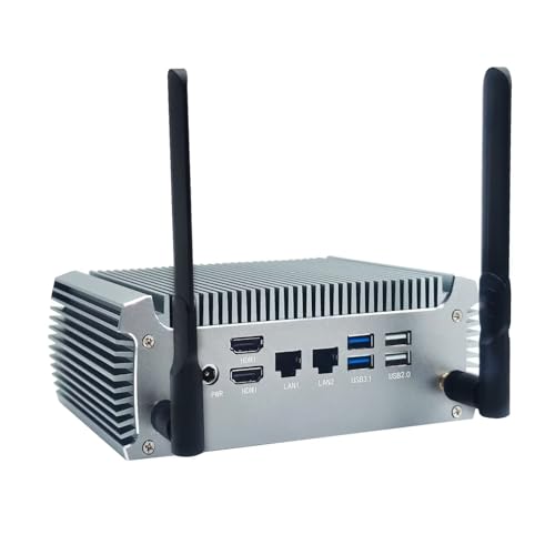 SJRC Mini PC Windows 11 Pro Lüfterlos AMD Ryzen R7 5825U 8C/16T Fanless, 16GB DDR4 RAM 128GB SSD Klein Büro Industrial Desktop Computer, WiFi6 BT5.2, UHD 4K Dual Display von SJRC