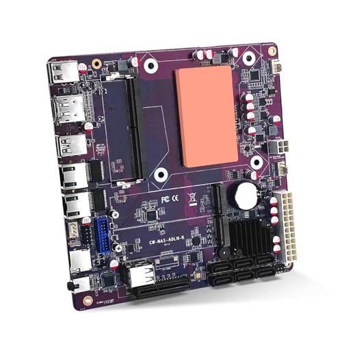 SJRC N150 NAS Motherboard Mini ITX, 6X SATA3.0, Dual i226-V 2.5GbE LAN NAS Mainboard DDR5 RAM, Dual M.2 NVMe, PCIe3.0 x4, TF Slot, 16GB RAM + 256GB SSD, for Home Server/TrueNAS von SJRC