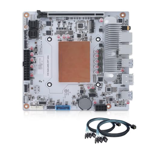 SJRC NAS Motherboard 8 Bay with Dual 10 GbE RJ45, Ryzen 7 8845HS Mini ITX Mainboard with 2xM.2 NVMe PCIe4.0 x4 NAS Board, USB4 40Gbps, Barebone NO RAM NO SSD (2xSFF-8643 Cable) von SJRC