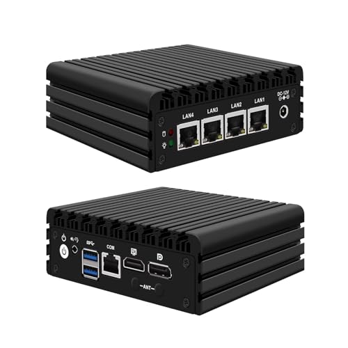 SJRC Pentium J3710 Fanless Mini PC, 4X 2.5GbE LAN, OPNsense Micro Firewall Appliance Dual 4K HD/DP, Desktop Compact PC 8GB DDR3 RAM 256GB SSD, RJ45 COM, 2 x USB3.0 for Home Office von SJRC