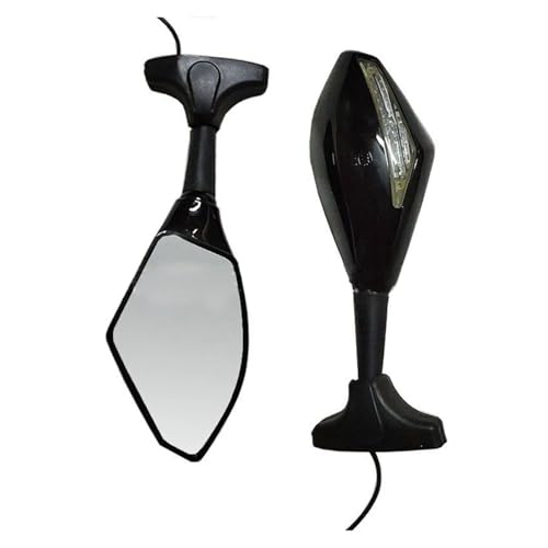 SJSJJAH 1 Paar LED Arrow Motorrad LED Integrierte Blinker Blinker Glanz Spiegel Set for VFR 800 400 RVF RC51,(Black) von SJSJJAH