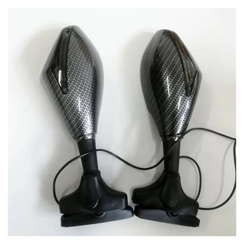SJSJJAH 1 Paar LED Arrow Motorrad LED Integrierte Blinker Blinker Glanz Spiegel Set for VFR 800 400 RVF RC51,(Carbon Fiber color) von SJSJJAH