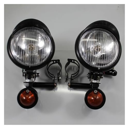 SJSJJAH 1 Set Universal Motorrad Blinker Licht Vorne Nebel Fahren Spot Lampe Mit Bar Halterung(Black) von SJSJJAH