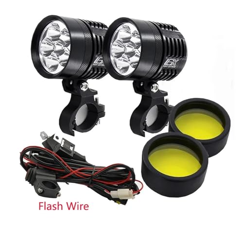 SJSJJAH 2 STÜCKE Universal L6X Scheinwerfer LED Motorrad Motorrad 8000LM Moto Scheinwerfer Wasserdicht Nebel Spot Motos Birne Super helle 12 V(Flash light A) von SJSJJAH
