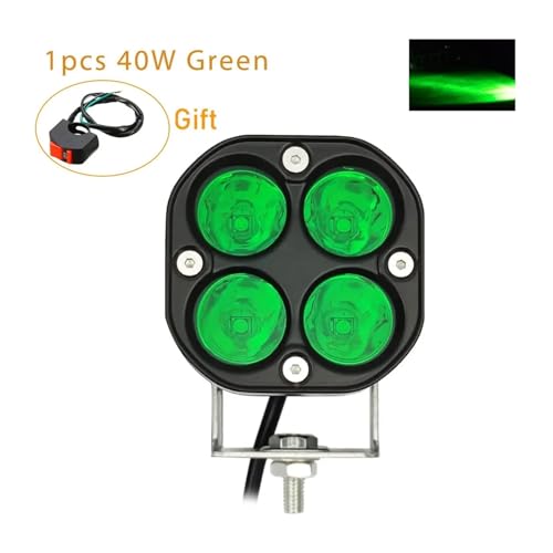 SJSJJAH 3" 40W Motorrad-LED-Scheinwerfer Auto-Motorrad-Nebelscheinwerfer Weiß Bernstein Grün Zusatz-Motorrad-Scheinwerfer 12v for Offroad 4X4(1PC 40W Green) von SJSJJAH