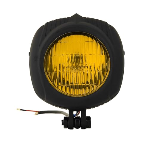 SJSJJAH 4,5" Retro Vintage Custom Aluminium Motorradscheinwerfer for Cafe Racer(Matte Black Yellow) von SJSJJAH
