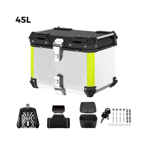 SJSJJAH 45L 55L 65L CNC Aluminium Motorrad Helm Box Stamm Top Case Gepäck Lagerung Box for r1200gs abenteuer 1200 gs R1250GS ADV(45L Silver) von SJSJJAH