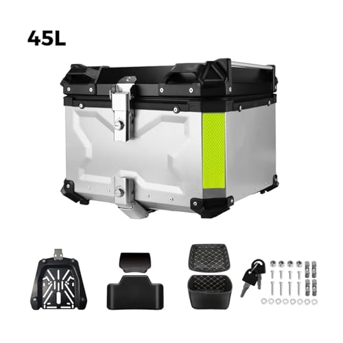 SJSJJAH 45L 55L 65L CNC Aluminium Motorrad Helm Box Stamm Top Case Gepäck Lagerung Box for r1200gs abenteuer 1200 gs R1250GS ADV(45L Silver with X) von SJSJJAH