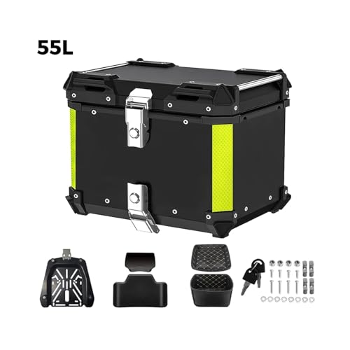 SJSJJAH 45L 55L 65L CNC Aluminium Motorrad Helm Box Stamm Top Case Gepäck Lagerung Box for r1200gs abenteuer 1200 gs R1250GS ADV(55L Black) von SJSJJAH