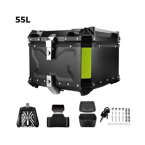 SJSJJAH 45L 55L 65L CNC Aluminium Motorrad Helm Box Stamm Top Case Gepäck Lagerung Box for r1200gs abenteuer 1200 gs R1250GS ADV(55L Black with X) von SJSJJAH