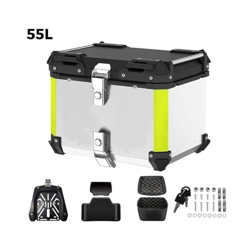 SJSJJAH 45L 55L 65L CNC Aluminium Motorrad Helm Box Stamm Top Case Gepäck Lagerung Box for r1200gs abenteuer 1200 gs R1250GS ADV(55L Silver) von SJSJJAH