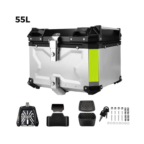 SJSJJAH 45L 55L 65L CNC Aluminium Motorrad Helm Box Stamm Top Case Gepäck Lagerung Box for r1200gs abenteuer 1200 gs R1250GS ADV(55L Silver with X) von SJSJJAH