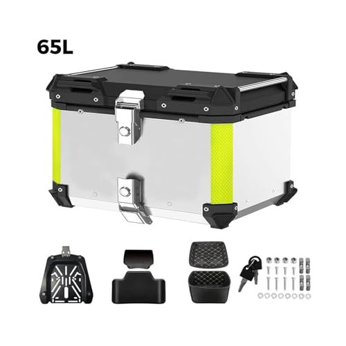 SJSJJAH 45L 55L 65L CNC Aluminium Motorrad Helm Box Stamm Top Case Gepäck Lagerung Box for r1200gs abenteuer 1200 gs R1250GS ADV(65L Silver) von SJSJJAH