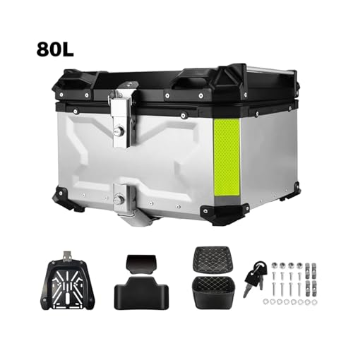 SJSJJAH 45L 55L 65L CNC Aluminium Motorrad Helm Box Stamm Top Case Gepäck Lagerung Box for r1200gs abenteuer 1200 gs R1250GS ADV(65L Silver with X) von SJSJJAH