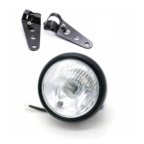 SJSJJAH 5,75 Zoll Motorradlicht 5-3/4'' Halogenscheinwerfer mit Klammern for CG125 GN125 VT600 CB600(Black-white-bracket) von SJSJJAH