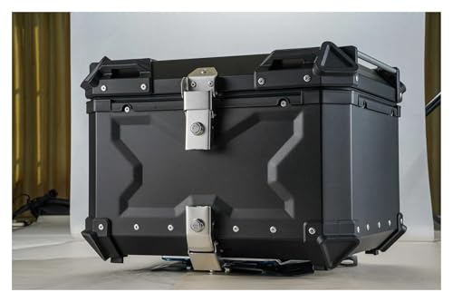 SJSJJAH 55L Große Kapazität Motorrad Aluminiumlegierung Heckkoffer Gepäckkoffer Schnellverschluss Motorrad Wasserdichte Aufbewahrungsbox Universal(45L black) von SJSJJAH