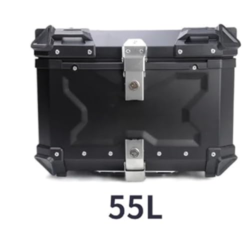 SJSJJAH 55L Große Kapazität Motorrad Aluminiumlegierung Heckkoffer Gepäckkoffer Schnellverschluss Motorrad Wasserdichte Aufbewahrungsbox Universal(55L black) von SJSJJAH