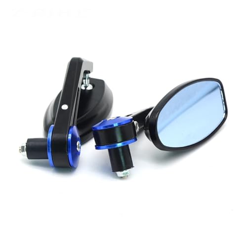 SJSJJAH Aluminiumlegierung Motorrad 22mm Lenkerendspiegel Rückspiegel Universal for GSR 600 GSXR 750(Blue) von SJSJJAH