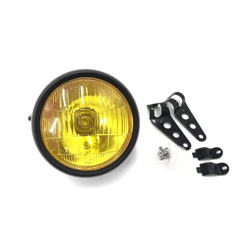 SJSJJAH For CG125 Motorrad Retro Scheinwerfer GN125 Retro Scheinwerfer Eisen Fall Schwarz Hohe Abblendlicht Scheinwerfer Runde Lampe(E) von SJSJJAH