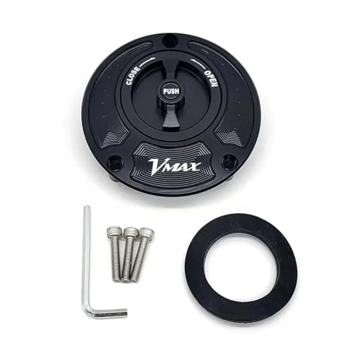SJSJJAH For V-MAX Vmax 2009 2010 2011 2012 2013 2014 2015 2016 CNC kraftstoff gas tank kappe abdeckung aluminium keyless(Black and Black) von SJSJJAH
