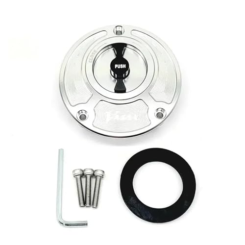 SJSJJAH For V-MAX Vmax 2009 2010 2011 2012 2013 2014 2015 2016 CNC kraftstoff gas tank kappe abdeckung aluminium keyless(Silver and Black) von SJSJJAH