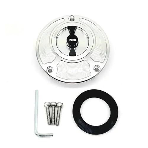 SJSJJAH For xt660 xt660r 2014 Kraftstofftankdeckelabdeckung CNC-Aluminium Keyless Motorradzubehör 6 Farben(Silver and Black) von SJSJJAH