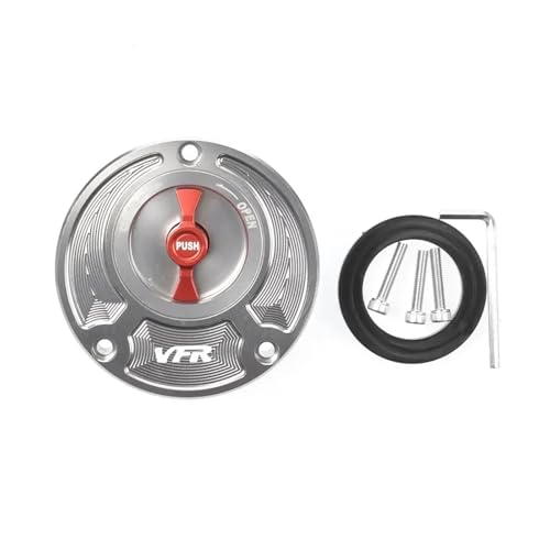 SJSJJAH Gas Tankdeckel Motorrad Schnellverschluss Abdeckung for VFR1000F VFR400 VFR750 VFR800 VFR 400 750 800 1000F(Sliver Red) von SJSJJAH