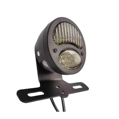 SJSJJAH Klassisches Retro-Motorrad-LED-Rücklicht in Rauchglas-Schwarz(Black LED Bracket) von SJSJJAH