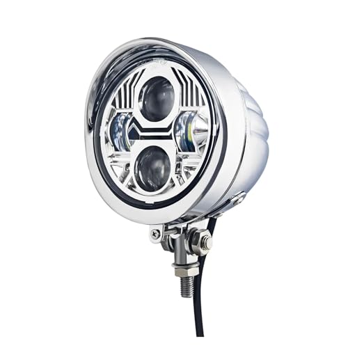 SJSJJAH LED Motorrad Custom Vintage 4,5" LED Scheinwerfer Spot Lampe(1106-Chrome LED) von SJSJJAH