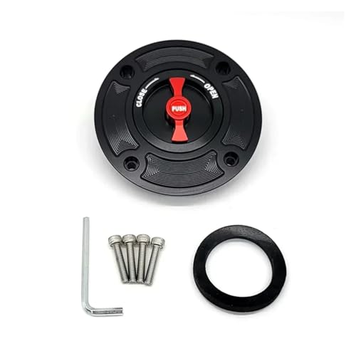 SJSJJAH Motorrad CNC-Tankdeckelabdeckung for GSXR600 gsxr750 gsxr1000 gsxr1300 Hayabusa TL1000S TL1000R GS500(Black and Red) von SJSJJAH