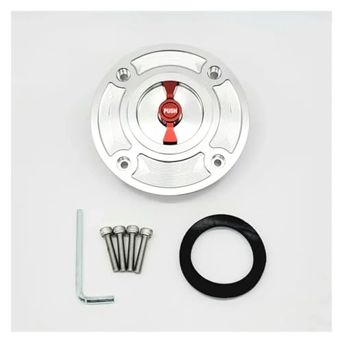 SJSJJAH Motorrad CNC-Tankdeckelabdeckung for GSXR600 gsxr750 gsxr1000 gsxr1300 Hayabusa TL1000S TL1000R GS500(Sliver and Red) von SJSJJAH