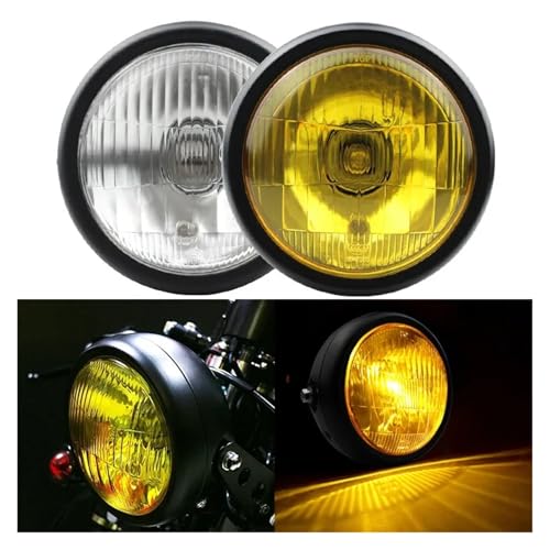SJSJJAH Motorrad-Nachrüstscheinwerfer CG125 Nachrüst-Retro-Scheinwerfer GN125 Nachrüst-Rundscheinwerfer mit schwarzer Schale(WHITE) von SJSJJAH