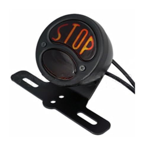 SJSJJAH Motorrad Vintage retro "Stop" Rücklicht Bremsleuchte Für(Black LED Bracket) von SJSJJAH