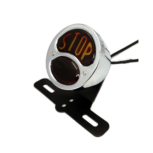 SJSJJAH Motorrad Vintage retro "Stop" Rücklicht Bremsleuchte Für(Chrome Bulb Bracket) von SJSJJAH