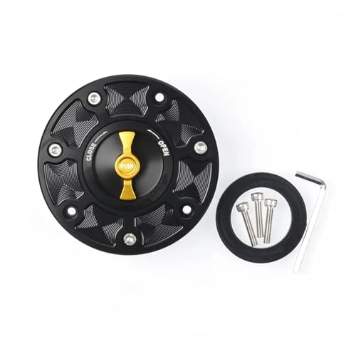 SJSJJAH Motorradzubehör Öltankabdeckung Gastankdeckel for RC 125 200 Duke125 Duke200 Duke390 RC125 RC200 RC390 2012-2016(Black Gold) von SJSJJAH