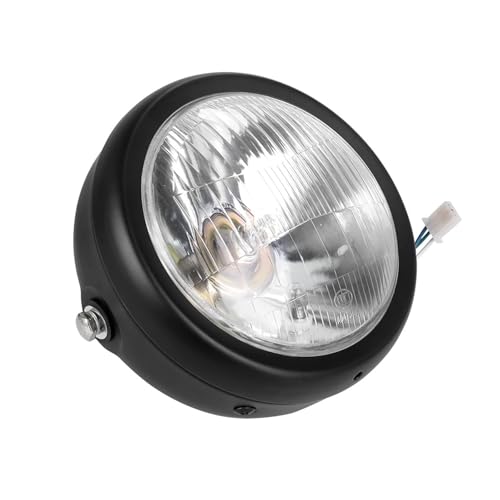 SJSJJAH Retro Objektiv Motorrad Runde Modifizierte Front Scheinwerfer Passt for CG125 GN125(Black and white) von SJSJJAH