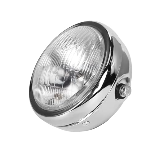 SJSJJAH Retro Objektiv Motorrad Runde Modifizierte Front Scheinwerfer Passt for CG125 GN125(Silver and white) von SJSJJAH